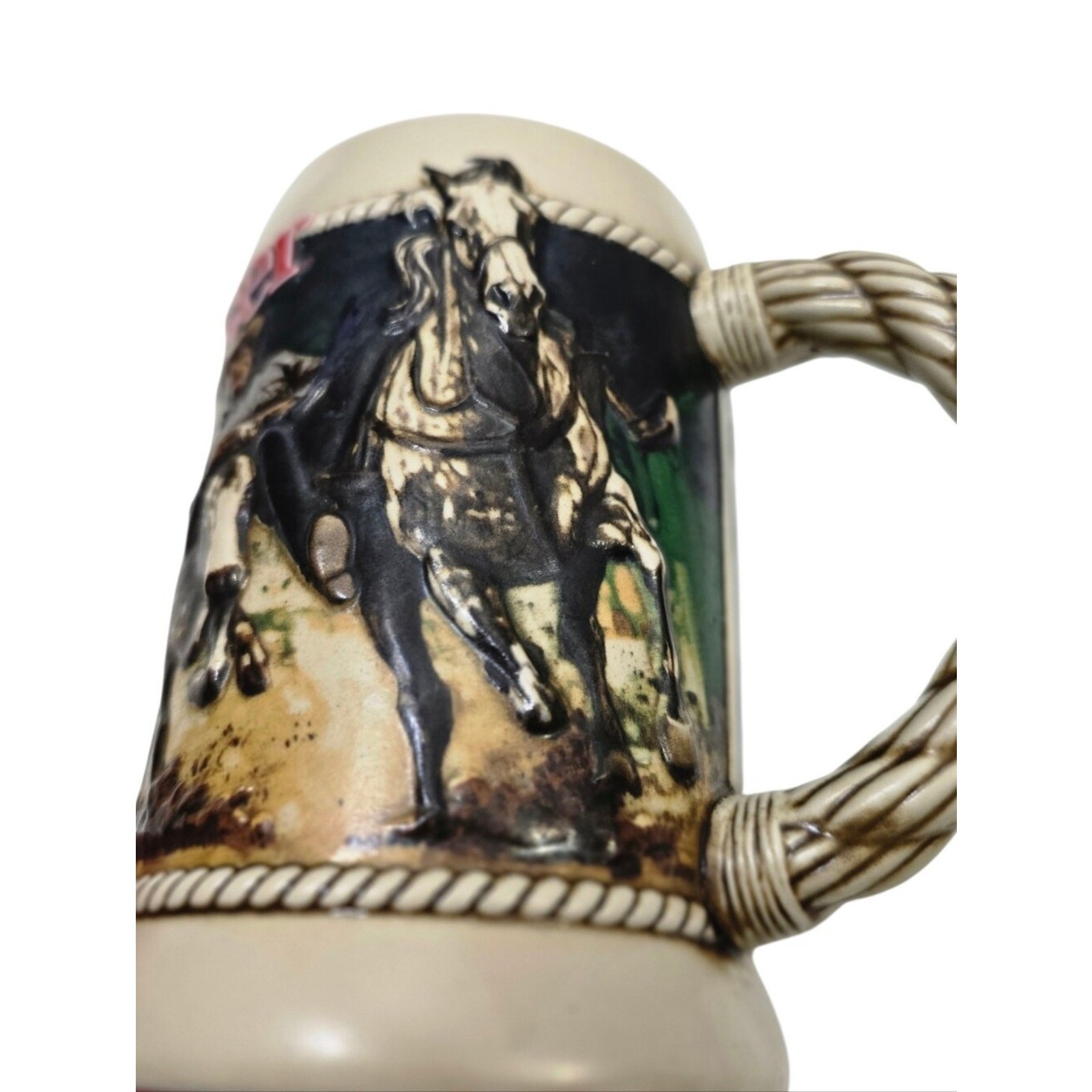 1992 Budweiser Rodeo Beer Stein Cowboy Bull Riding Collectible Mug Vintage