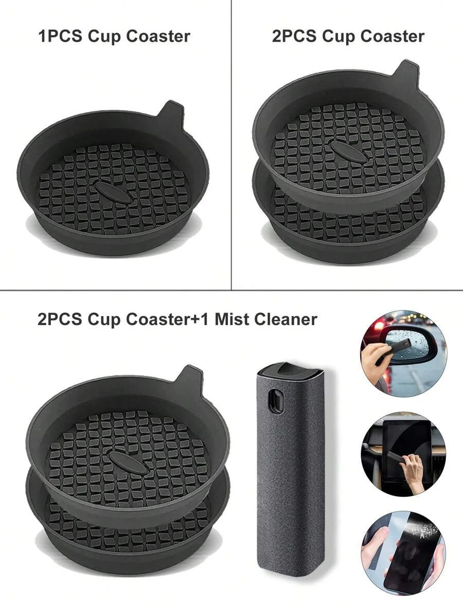 Car Cup Holder Coaster Rhinestone Non Slip Silicone Insert 8cm