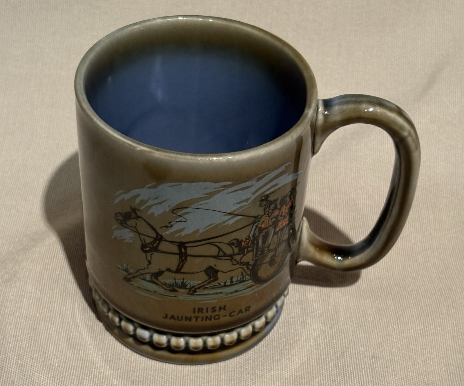 VINTAGE WADE IRELAND POTTERY MUG TANKARD IRISH JAUNTING CAR MADE IN IRELAND