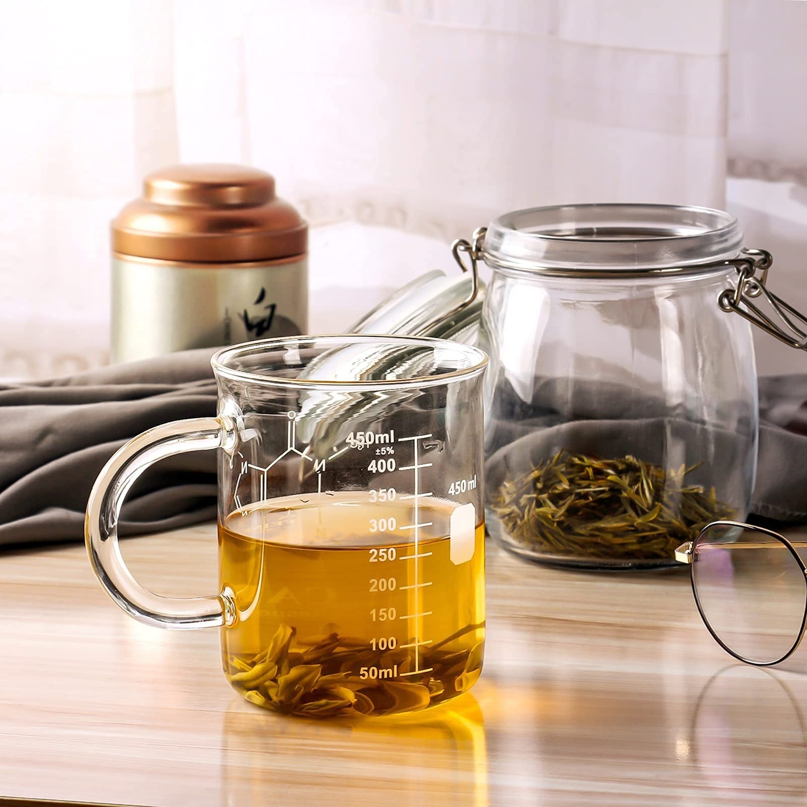 Caffeine Beaker Mug,Caffeine mug, Chemistry Mug 16 oz Borosilicate Glass Coff…