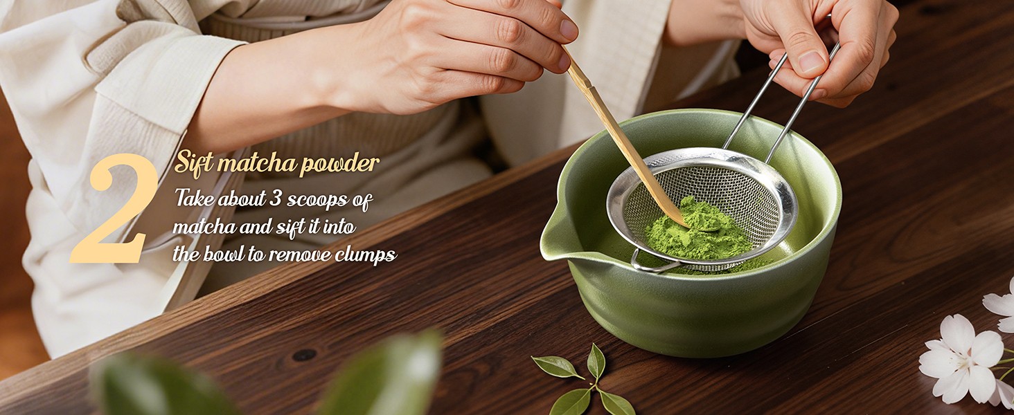 5 Pcs Gradient Green Matcha Set – Ceric Bowl, Bboo Chasen, Holder,