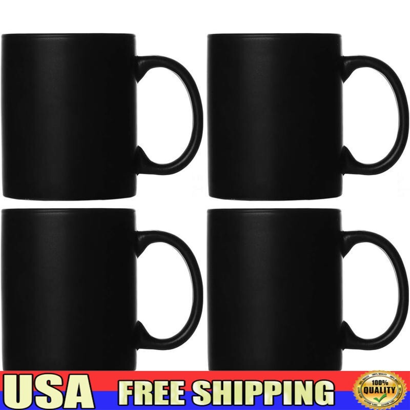 Matte Black Porcelain Coffee Mugs Set of 4 Latte Tea Machine Wash Microwave Safe