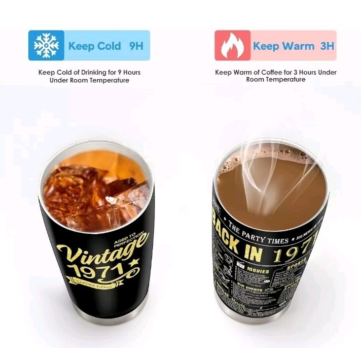 Happy Birthday Tumblers Gifts for Men Women, Back in 1971 Stainless Steel Tumble