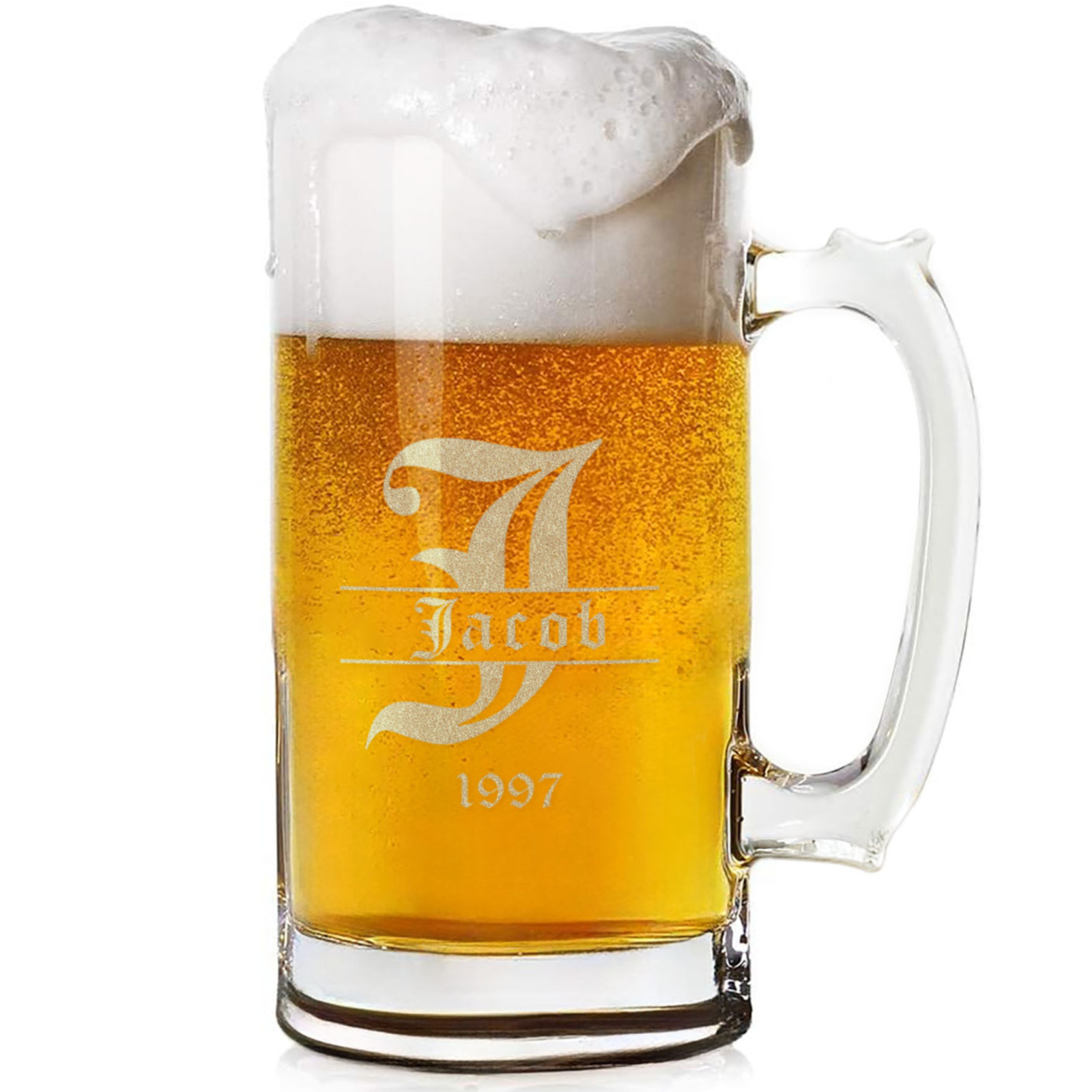 Custom Glass Beer Mug – 16 oz Beer Glass – Engraved Beer Cup Beer Gifts for Men
