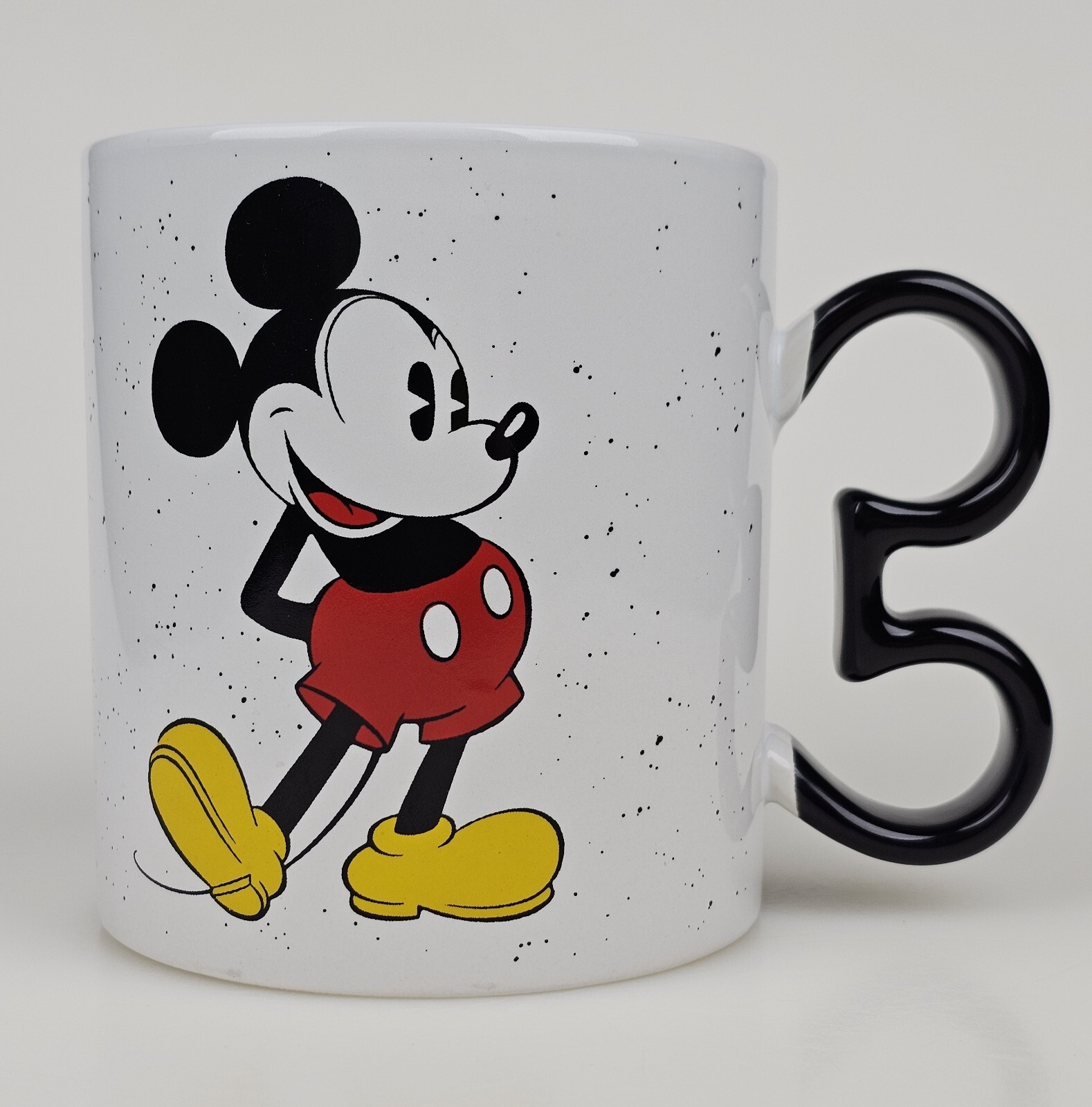 Mickey Mouse Ears Handle White with Black Speckles Disney 20 oz. Mug HAND WASH