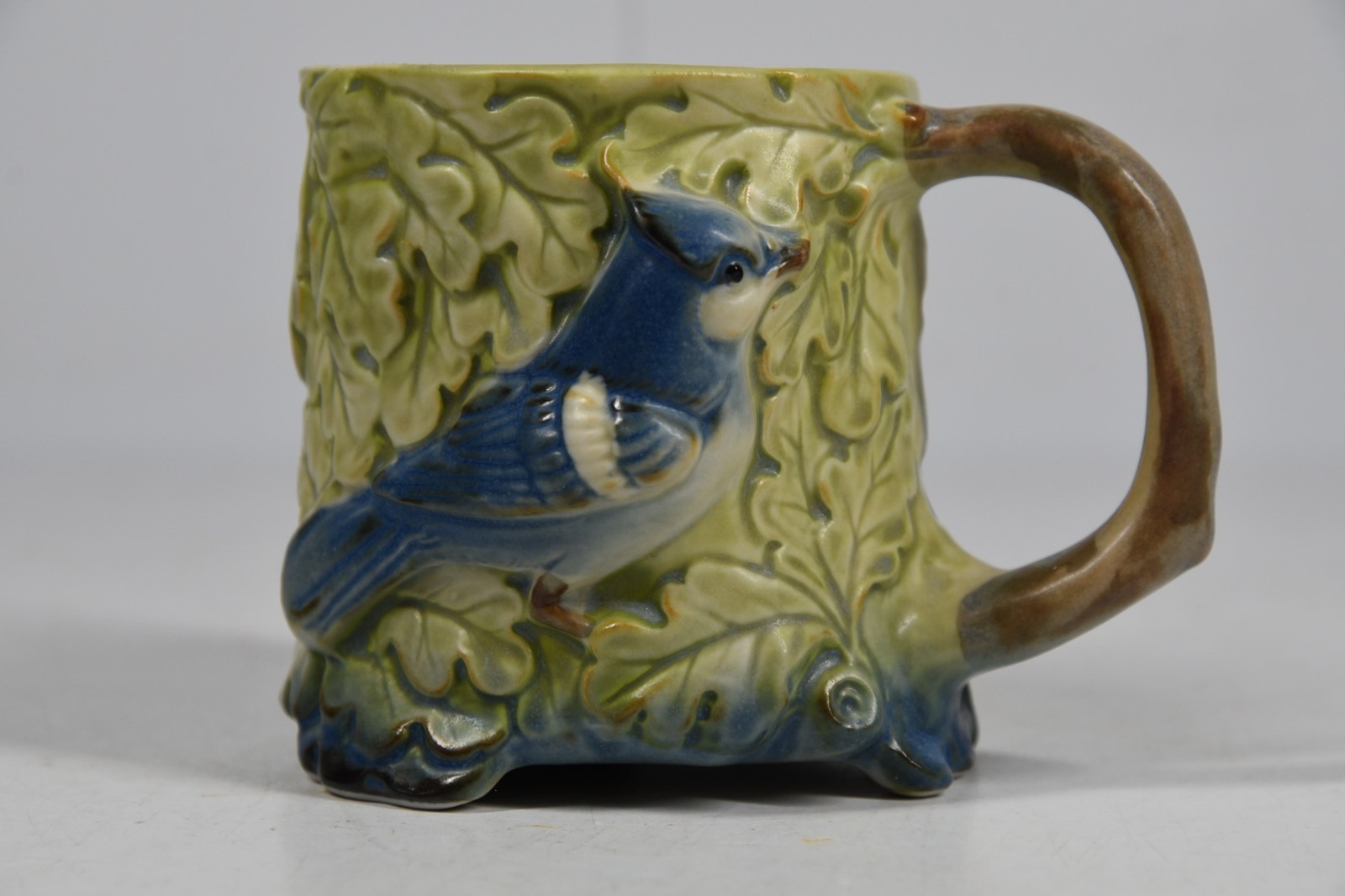 Vintage Takahashi Bluejay Bird Leaf Mug San Francisco Japan Hand Painted
