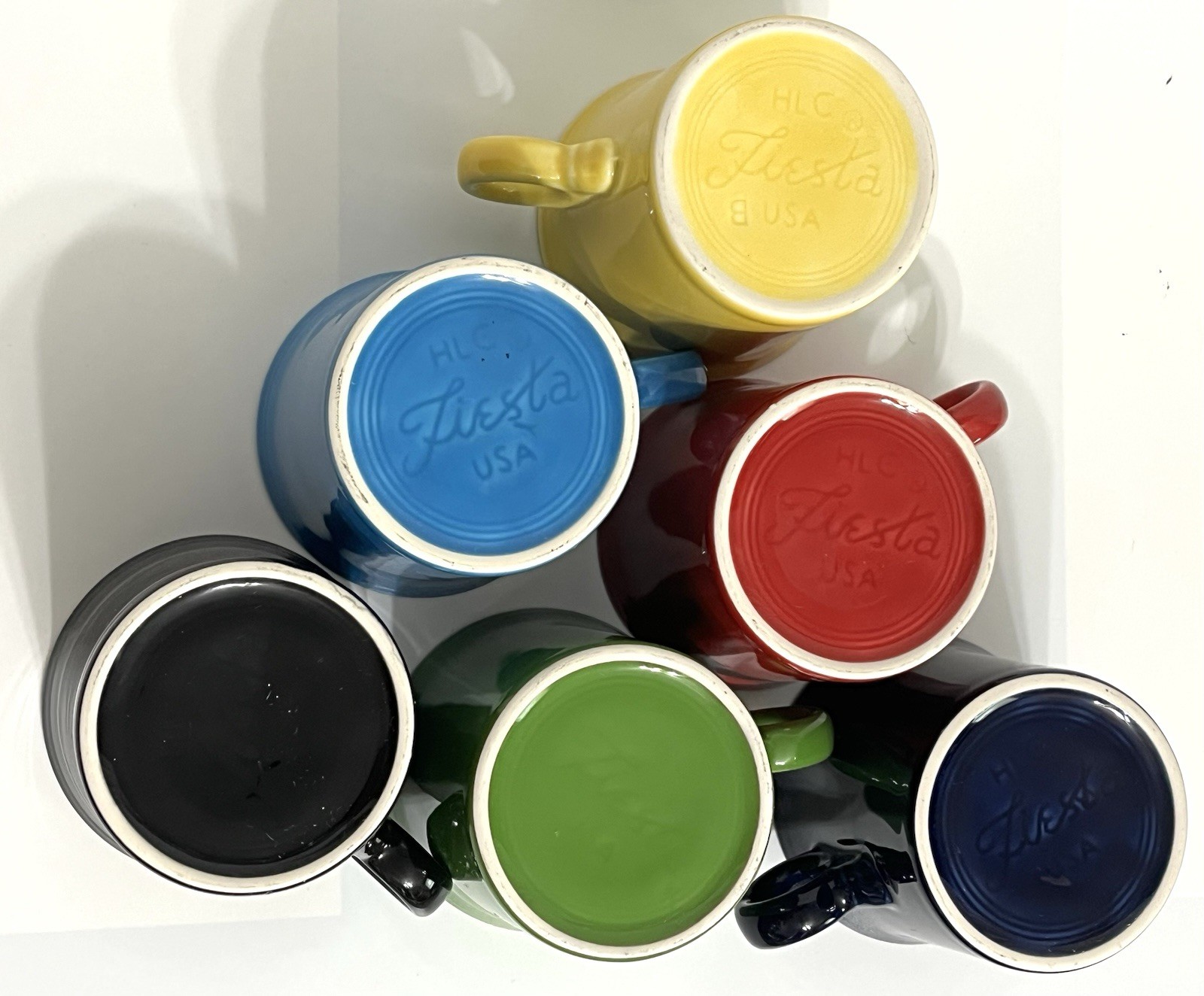 Fiesta Ware Coffee Mugs O Ring Handle Various Colors (Set Of 6) Lot