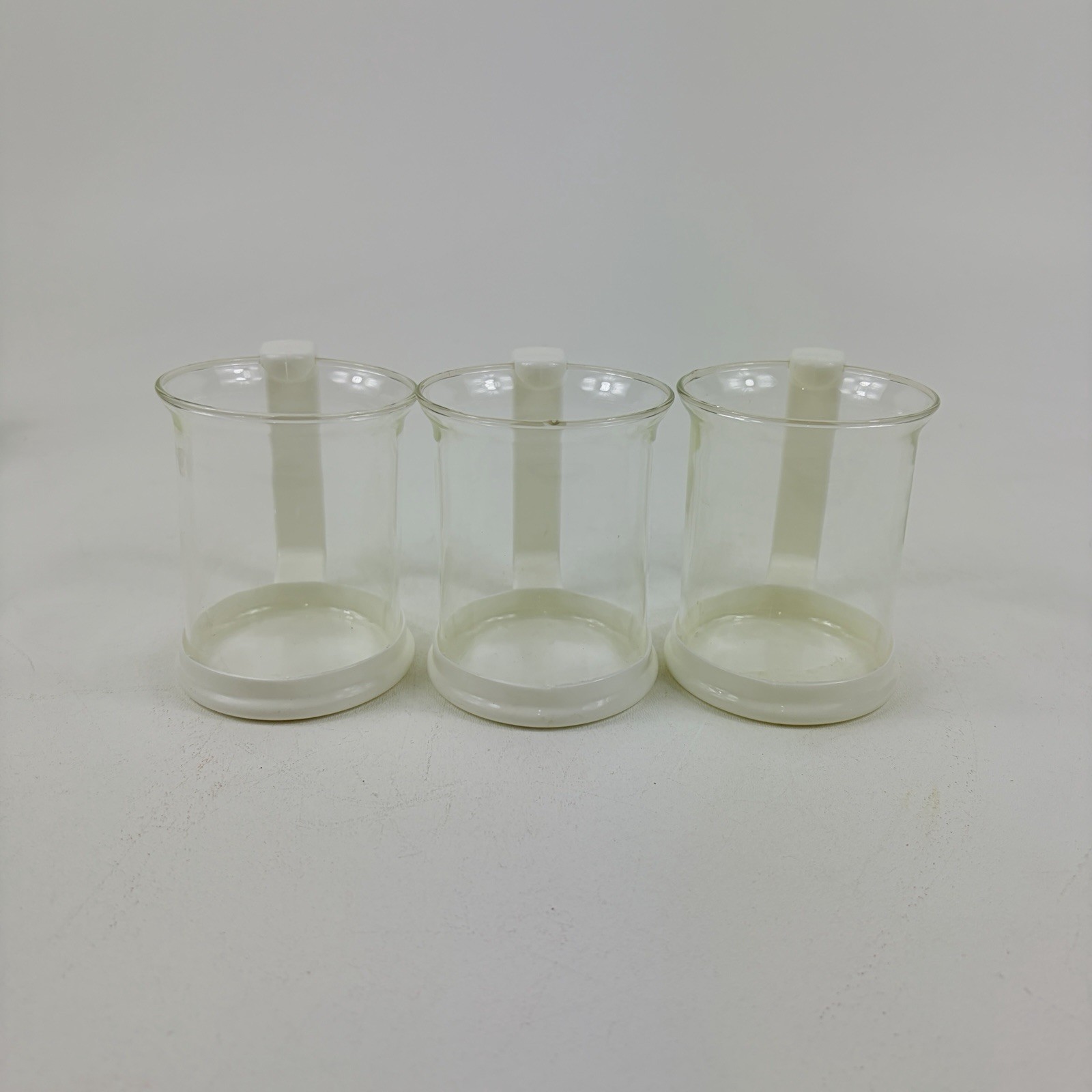 BODUM Brazil Clear Glass w/White Plastic Handles Espresso Cups Coffee Mugs Set 6