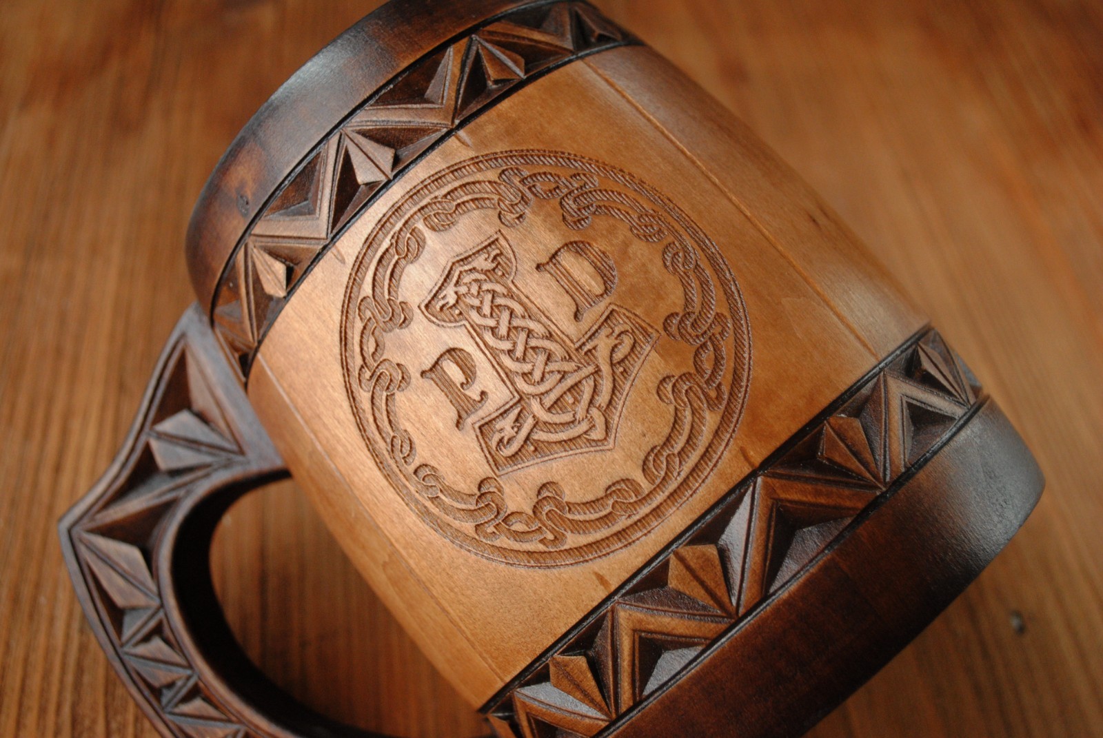 Wooden Beer Mug Custom Wedding Gift Personalized Tankard for Him Viking stein