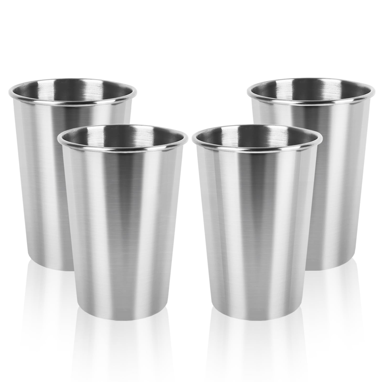 4 Pack 12Oz Stainless Steel Drinking Glasses Metal Cups for Bar Home Restaurant