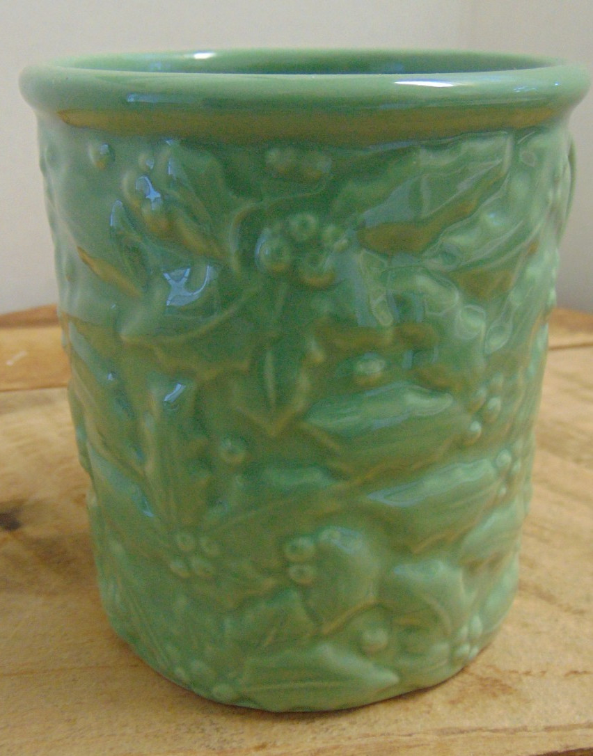 Marjolein Bastin Christmas Embossed Holly Berry Ceramic Green Mug Hallmark