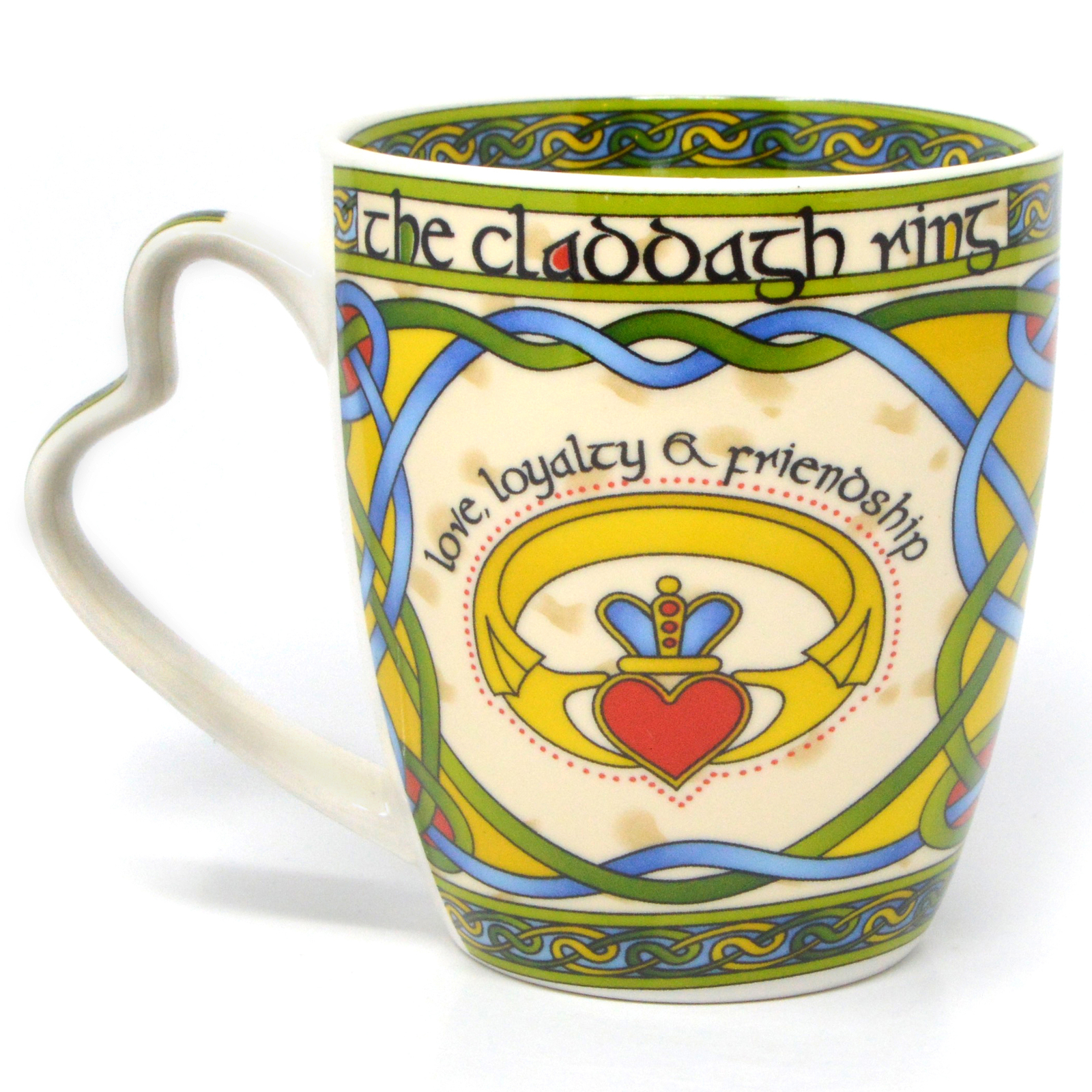 Irish Claddagh Ring Tea Coffee Mug Set of 2 Celtic Knot Bone China 13 fl oz