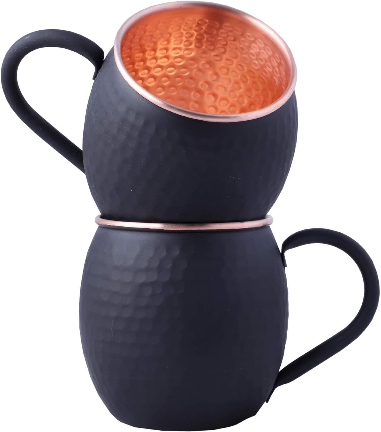 16 Oz Black Matte Moscow Mule Mugs Pure Copper 2 Count (Pack of 1) Matte Black
