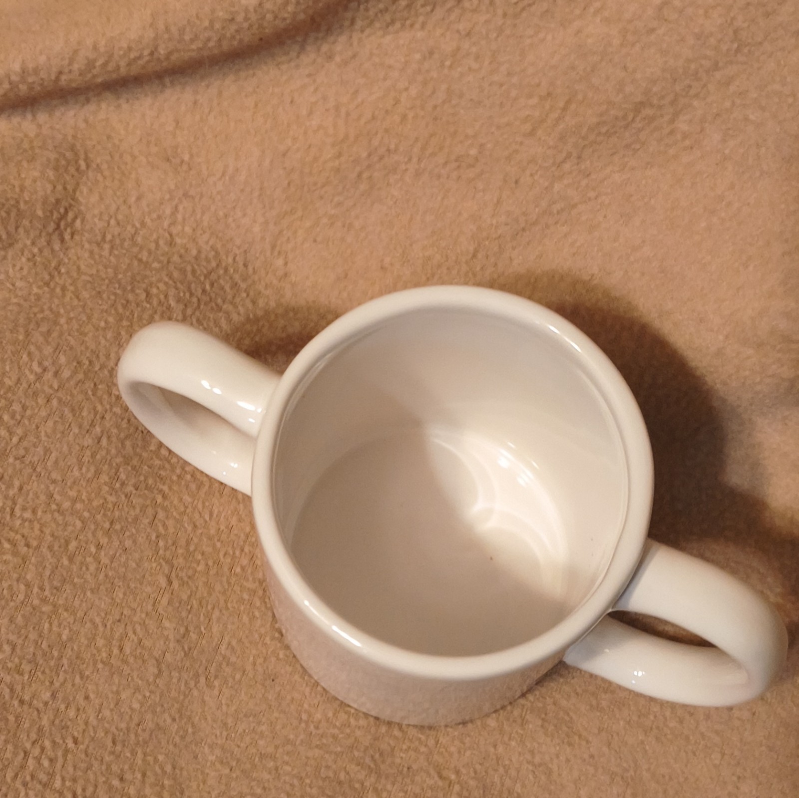 White Ceramic Double Handle Coffee Mug 10 fl oz Solid Color Hot Beverages
