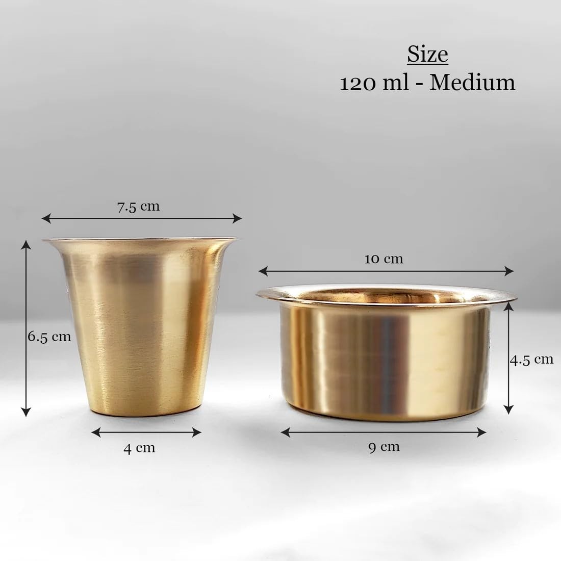 Brass Coffee Glass Tumbler Tea Coffee Dabara Set of 4 120 ML