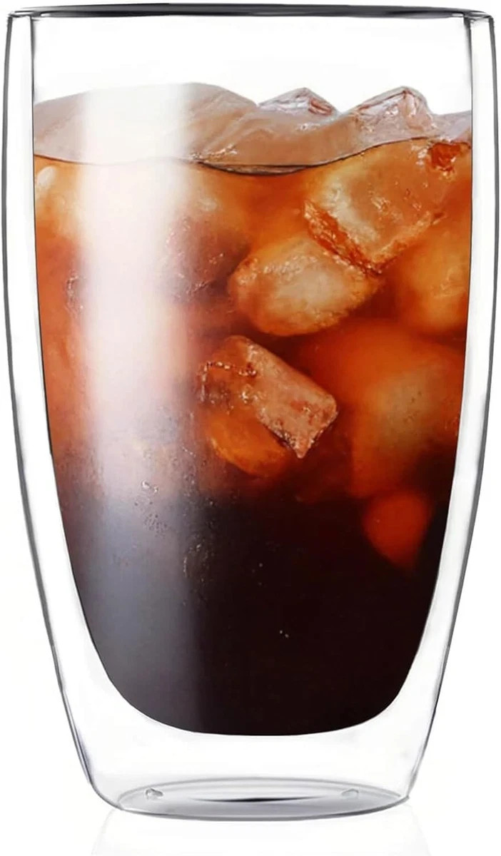 17oz Double Wall Glass Coffee Mugs, Insulated Coffee Mug, Clear