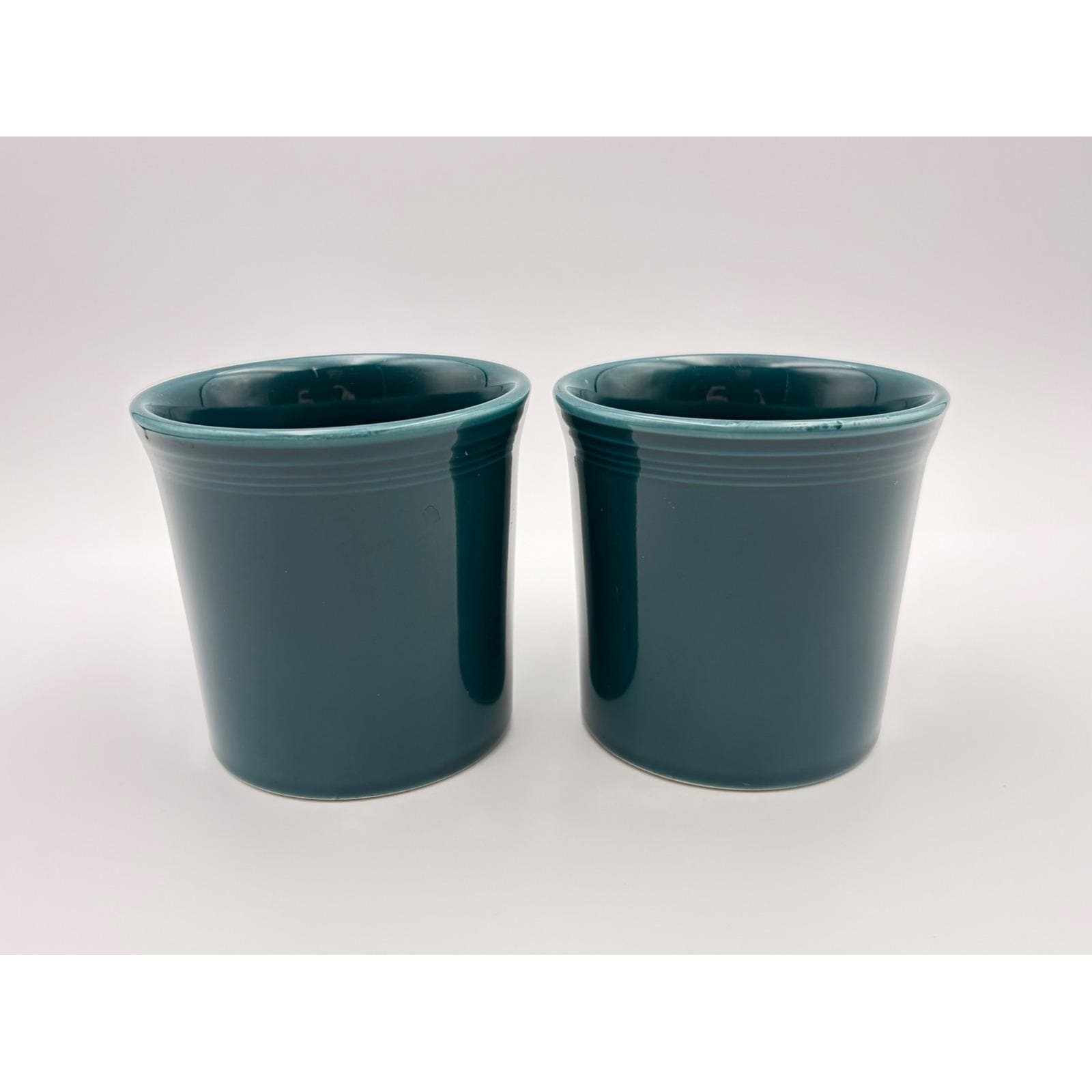 Pair of 2 Fiestaware Juniper Green Ring Handle Coffee Mugs Tea Cups Fiesta USA