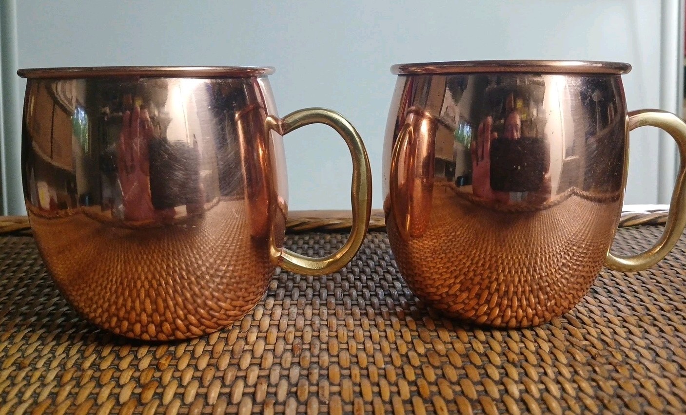 Copper Tone Moscow Mule Mugs – Set of 2 – with Brass Tone Handle