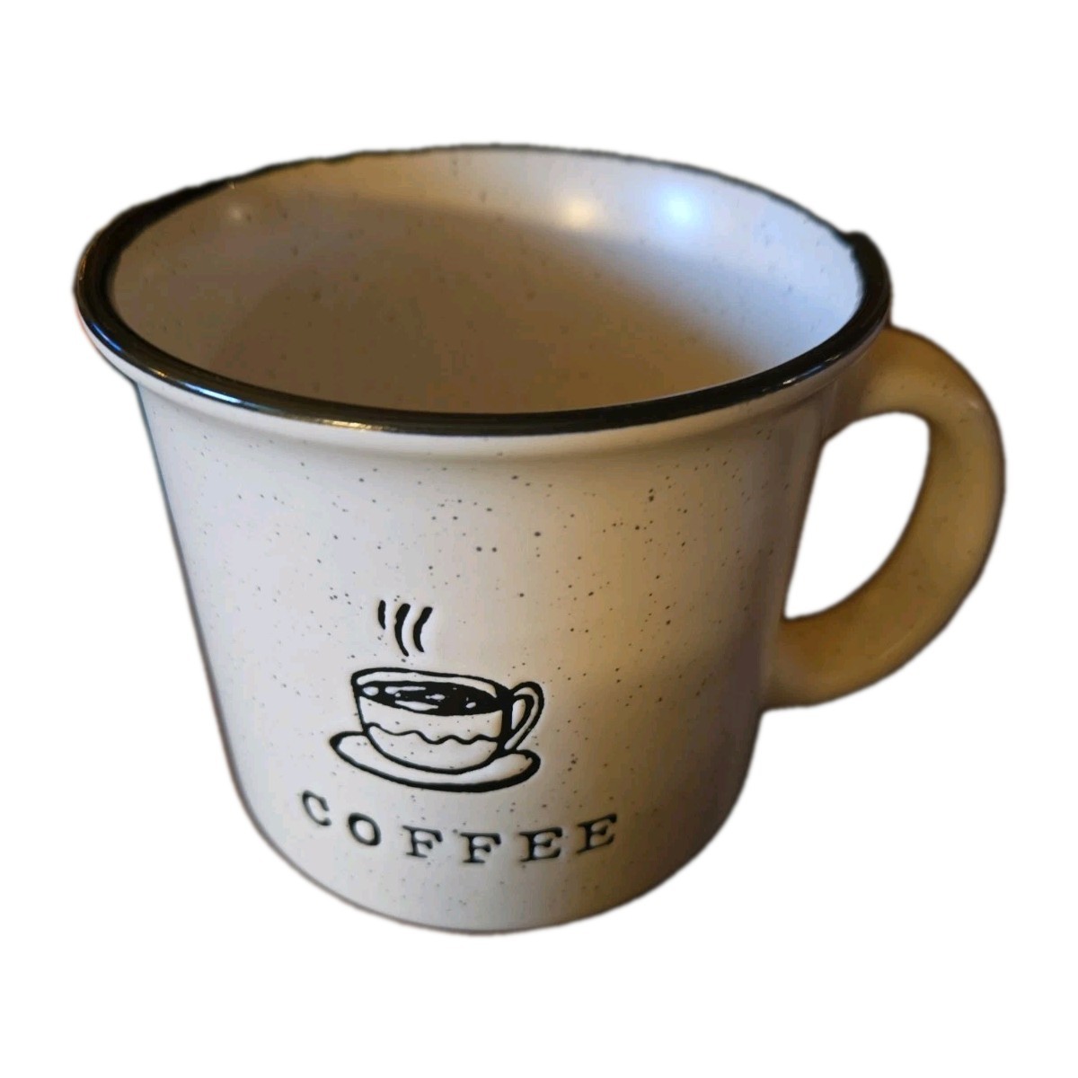 Better Living Black & White Speckled Ceramic Coffee Mug Cute Tea Cup Design
