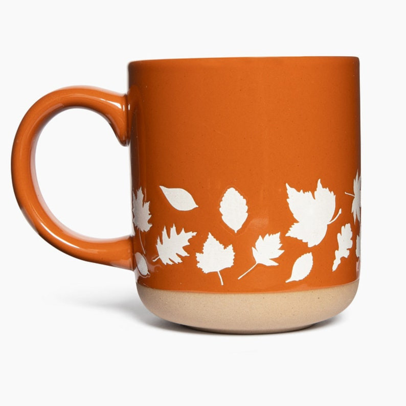 Fall Leaves Stoneware Coffee Mug, Fall Coffee Mug for Home, Halloween Coffee Mug