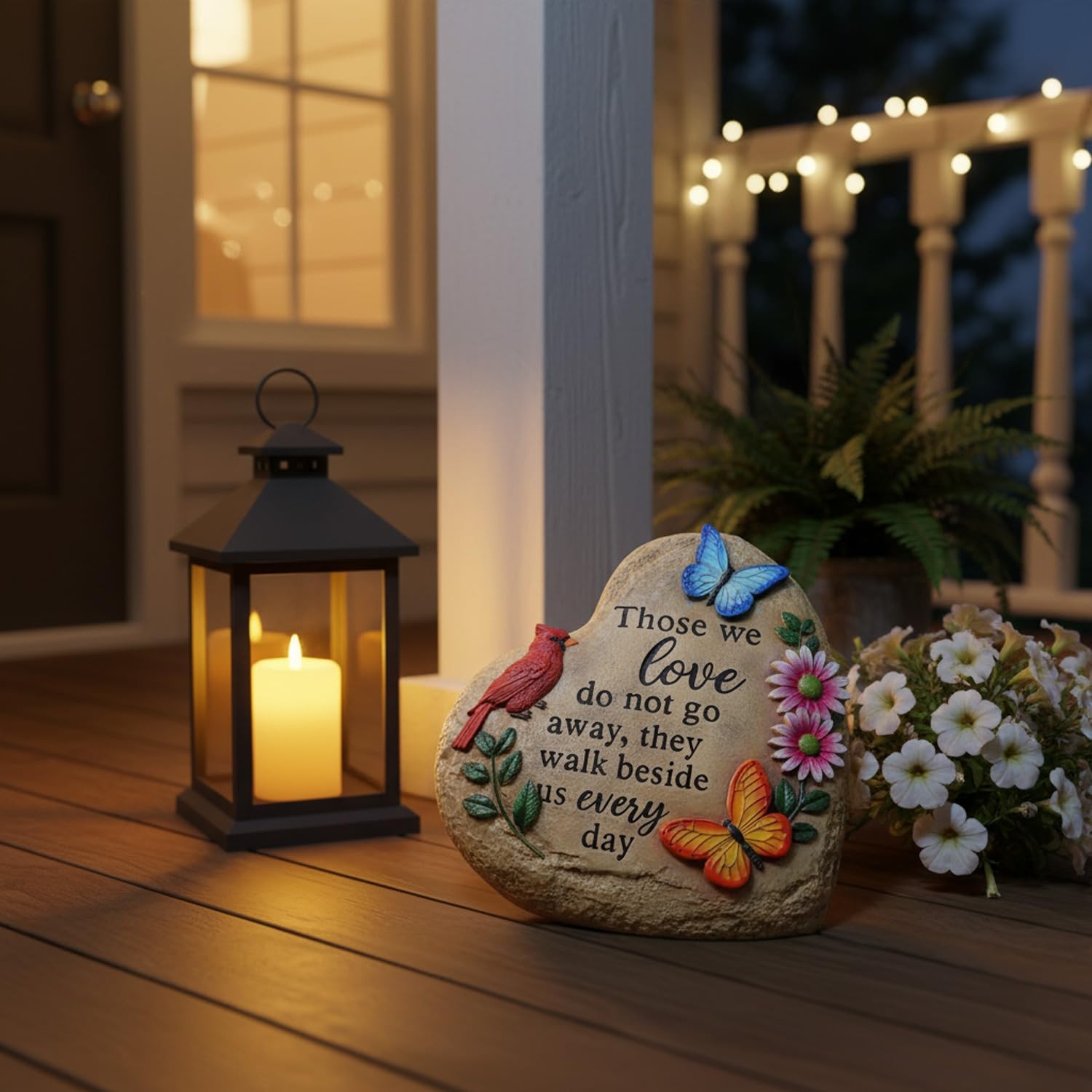 Memorial Stones for Loved Ones Outside with Cardinal Butterfly Flowers, Sympa…