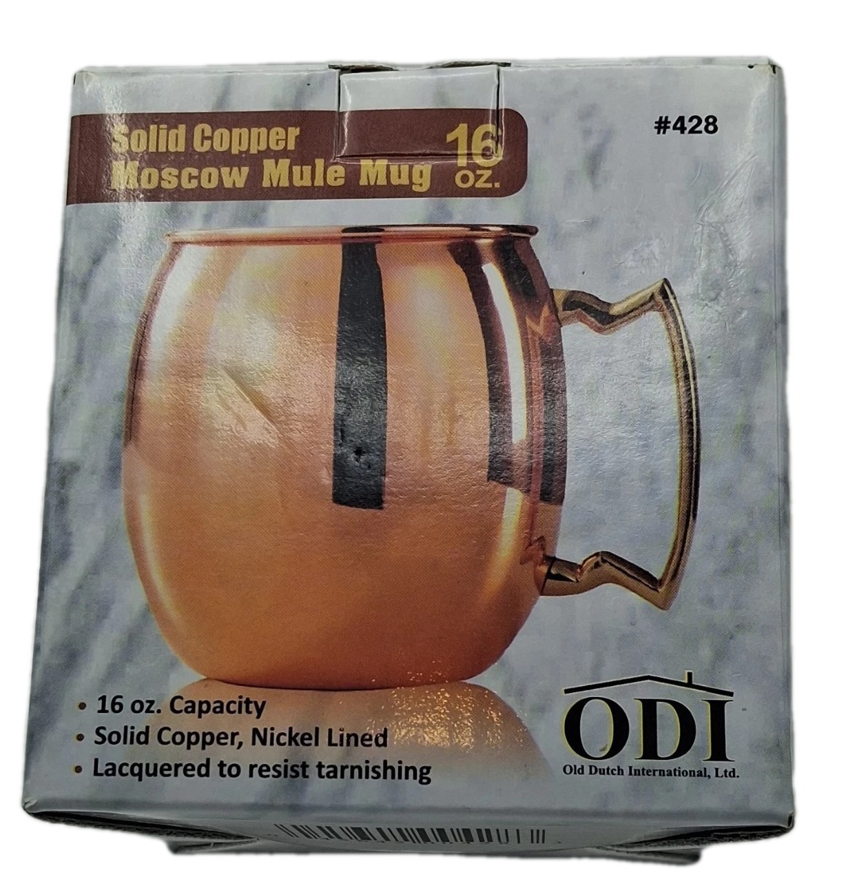 ODI Copper Moscow Mule Mug 16 oz Nickel Lined Round Classic, MPN #428