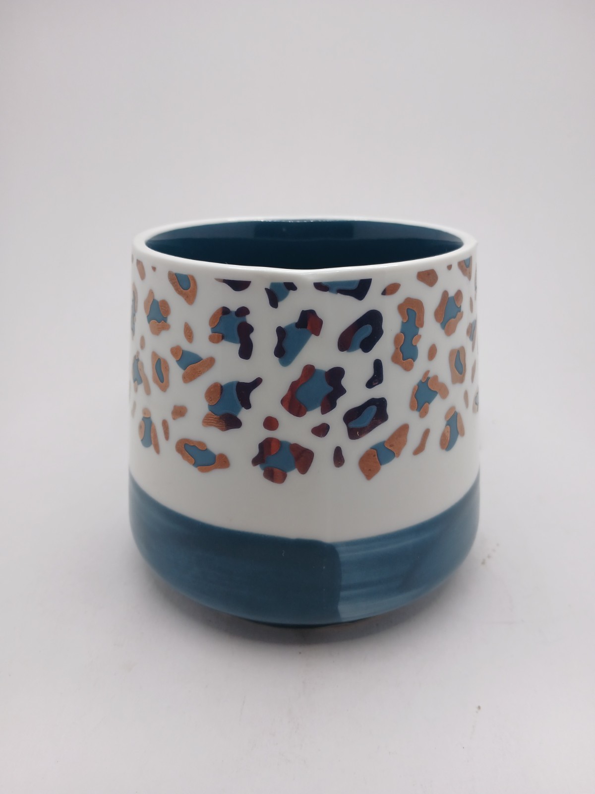 Leopard Print Coffee Mug Teal Interior Speckled Ceramic Gift Mug Modern