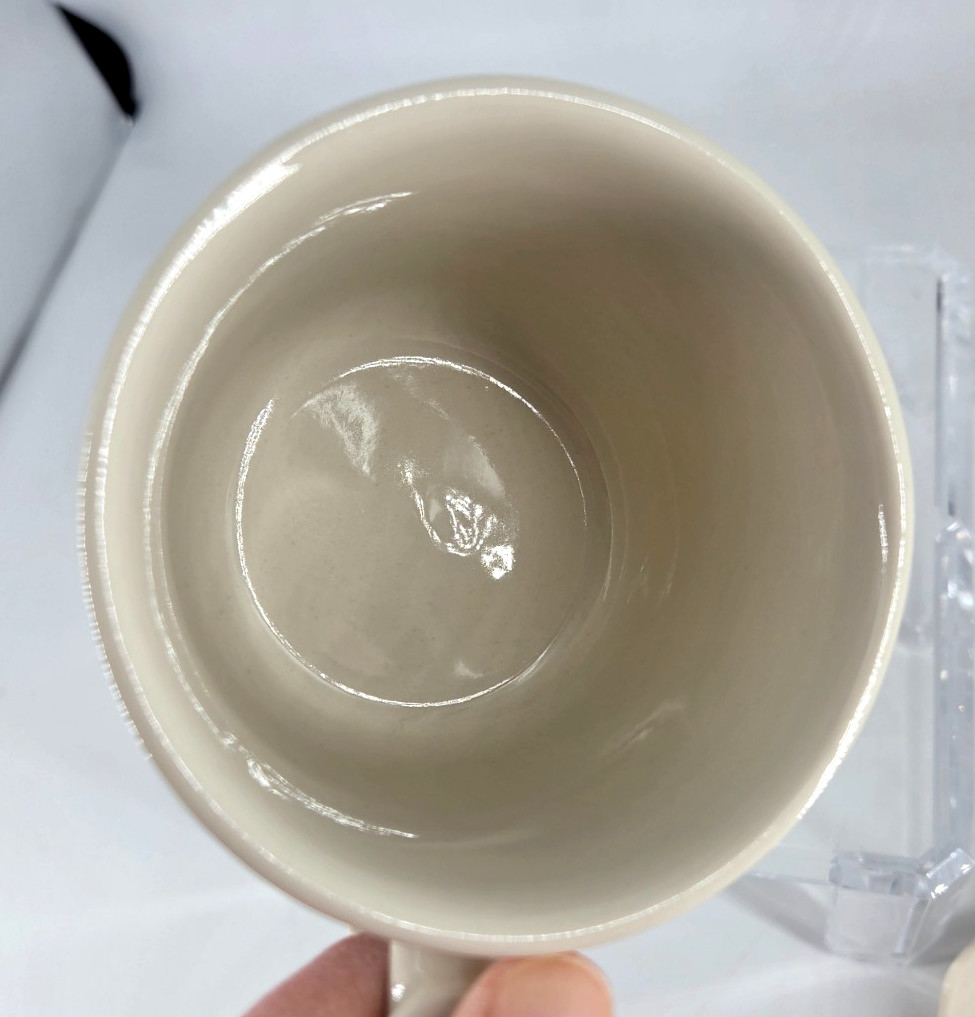 Vintage porcelain 3-piece 12 oz DEER FAWN COFFEE TEA MUG Brown Cream Lid Saucer