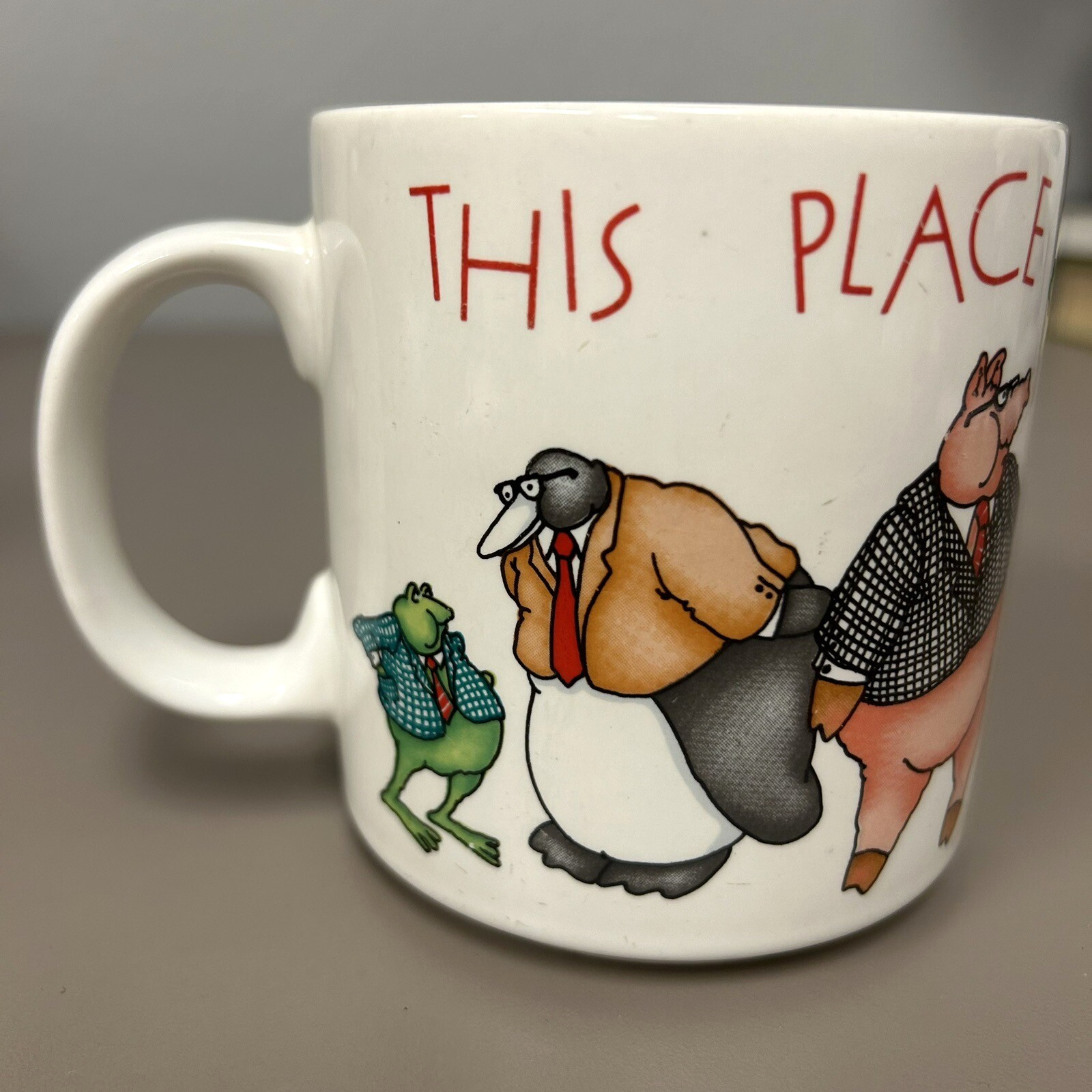 THIS PLACE IS A ZOO Workplace Humor Mug Animals Wearing Clothes Stocking Stuffer