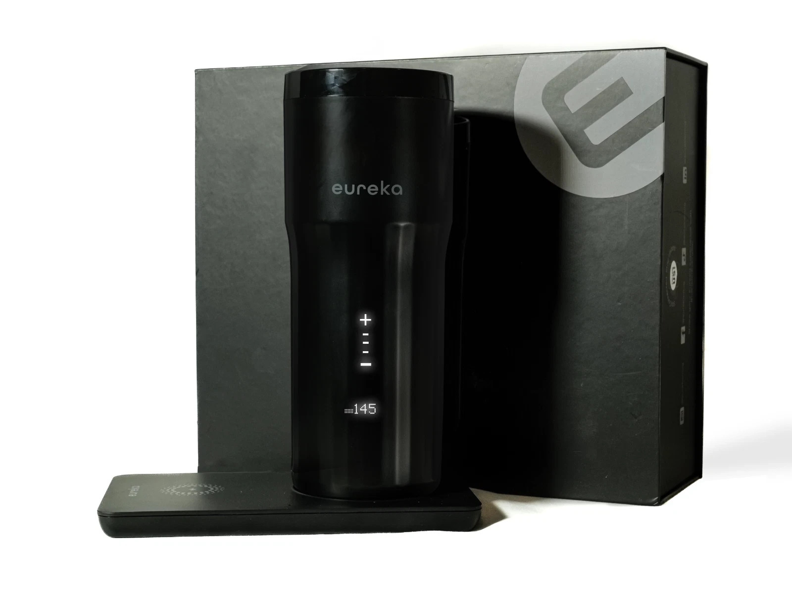 Eureka Temperature Control Smart Travel Black Coffee Mug 12oz Self-Heating