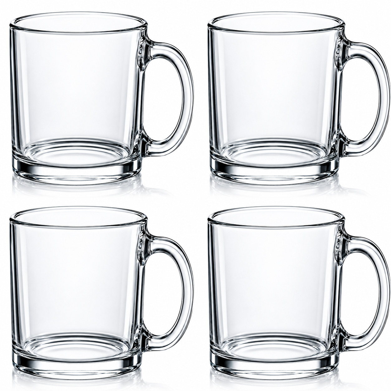 Libbey Robusta Glass Coffee Mugs 13 oz Set of 4 Heavy Duty Glass