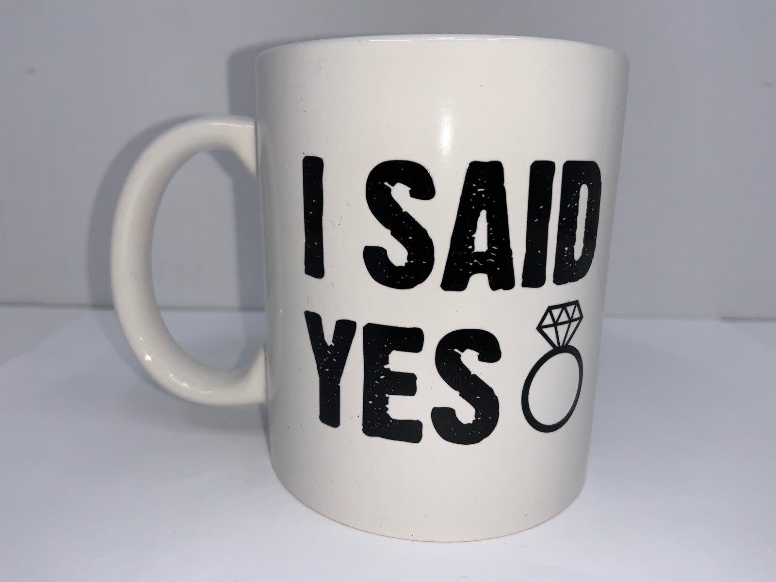Coffee Mug “I Said Yes” With Image Of Engagement ring 11oz New