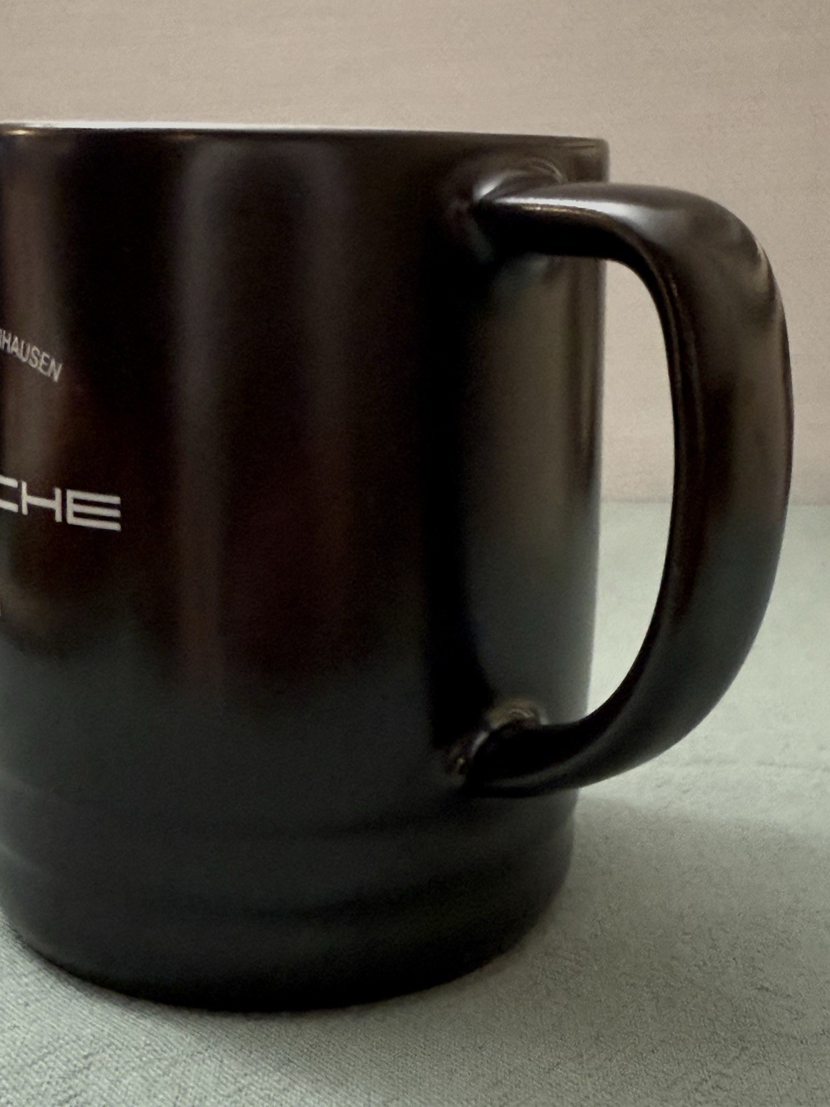 Porsche Black Matte Mug Kahla Germany Stuttgart Zuffenhausen 14oz NWOT
