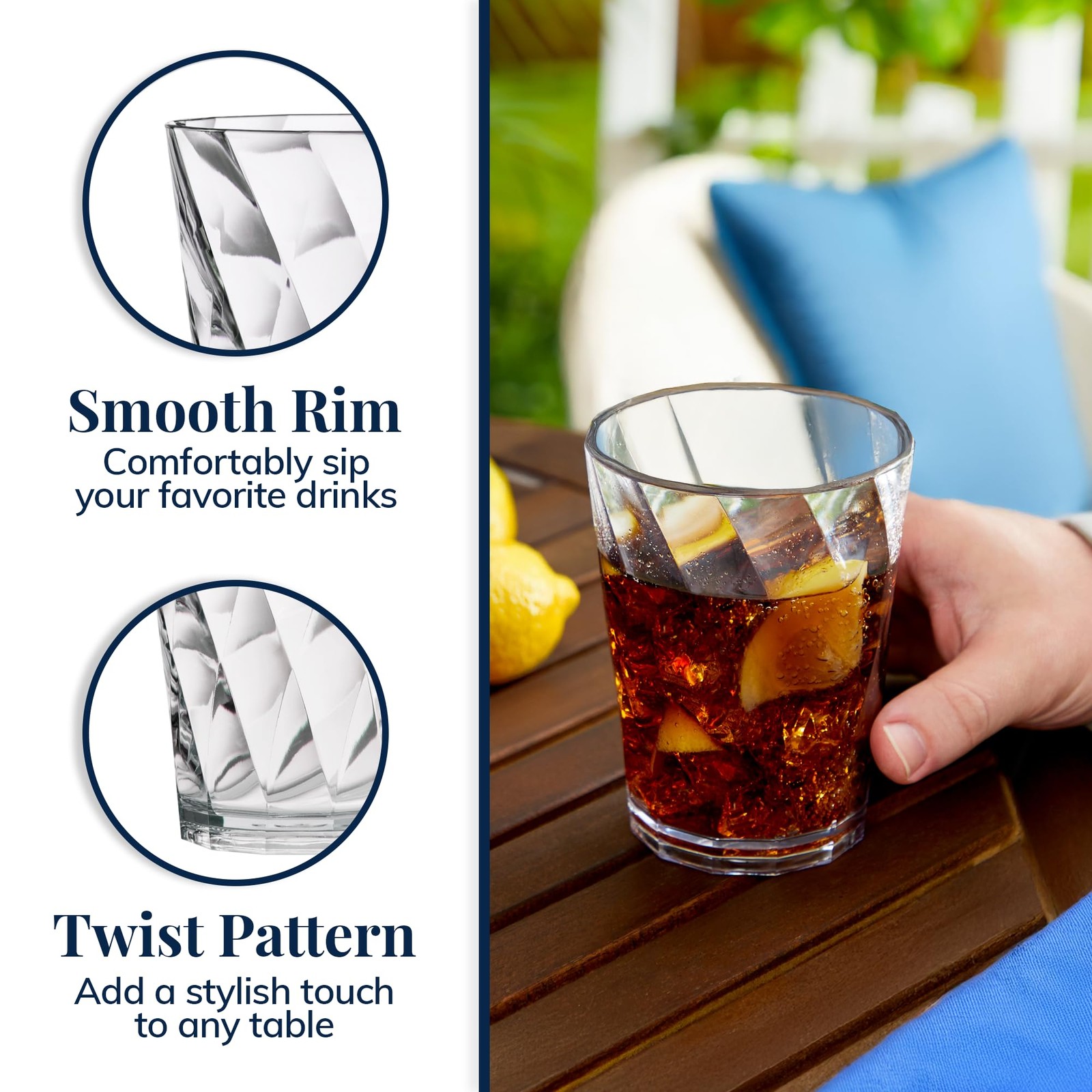 US Acrylic Optix Plastic Reusable Drinking Glasses Set of 8 14oz Rocks Cups i…