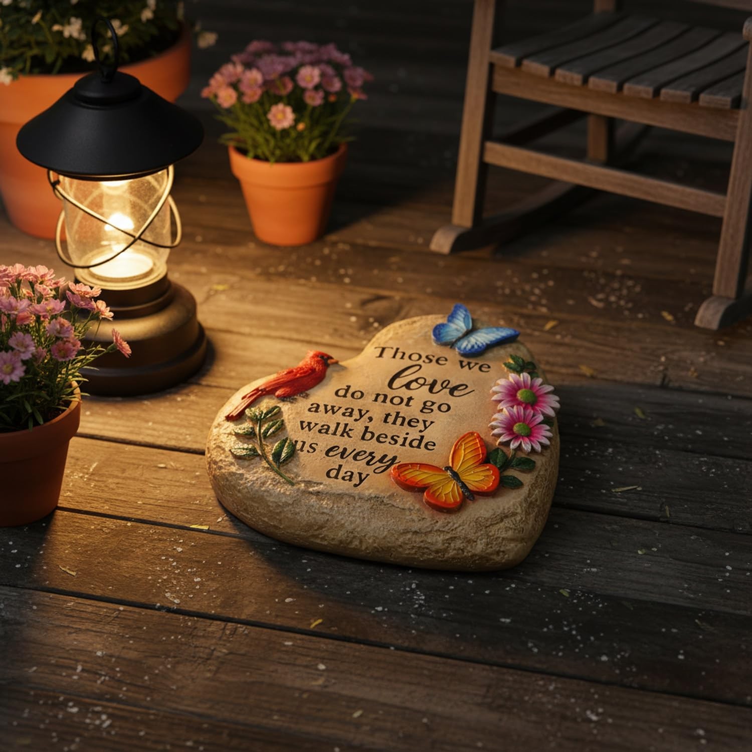 Memorial Stones for Loved Ones Outside with Cardinal Butterfly Flowers, Sympa…
