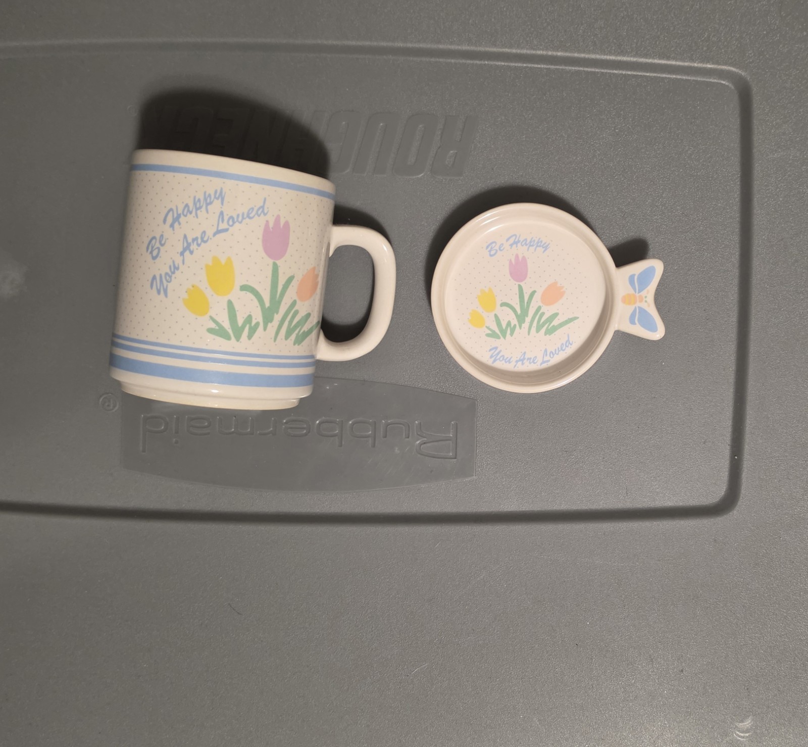 Be Happy You Are Loved Floral And Butterfly Mug