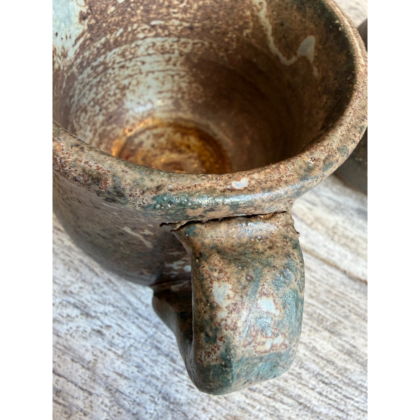 Lloyd Studio Pottery Mugs Stoneware Rustic Wabi Sabi Set of 3 Signed Ceramic Cup