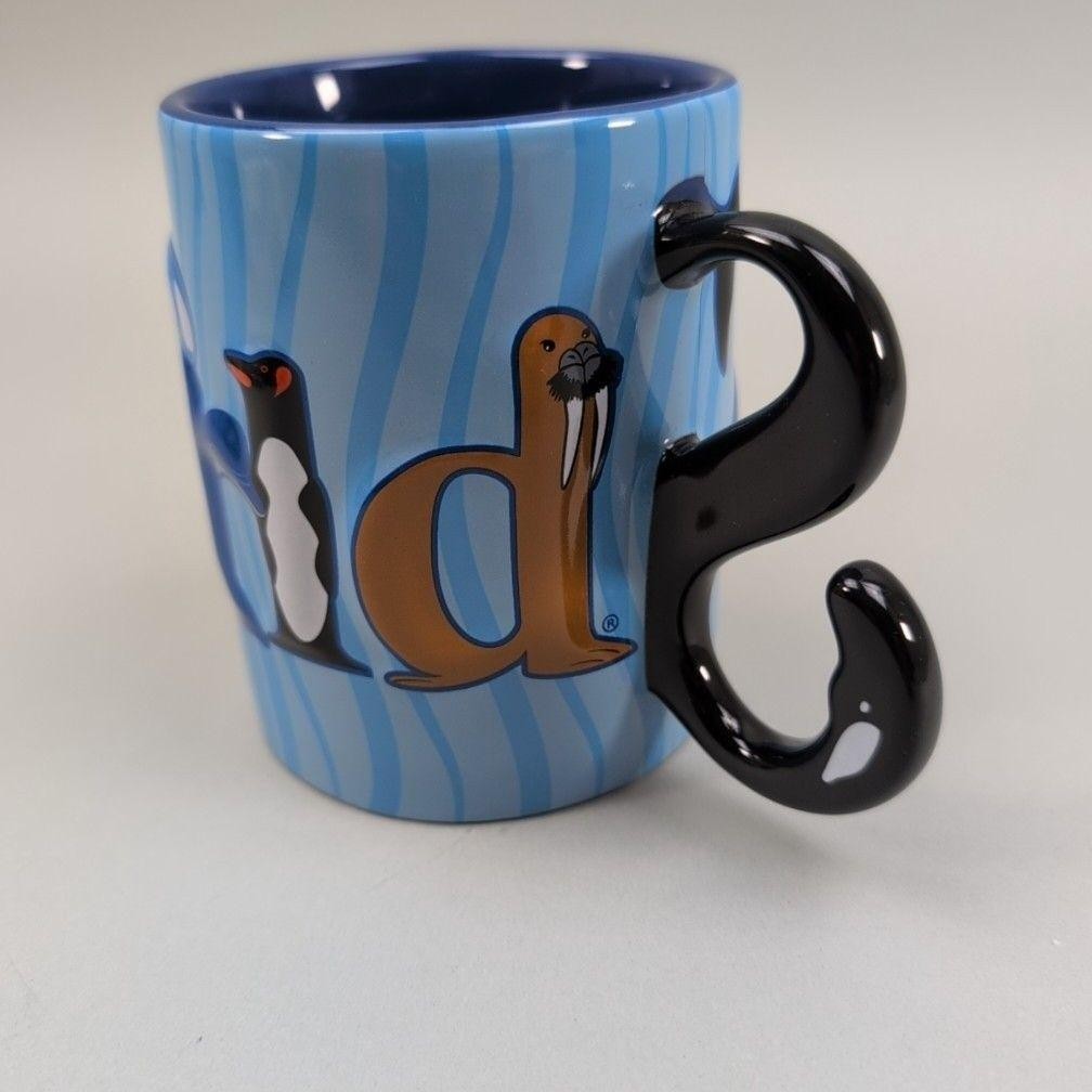 SeaWorld Coffee Mug Blue Sea Life Animals Whale Tail S Handle Logo Cup Souvenir