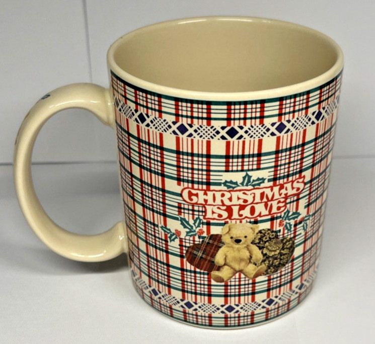 Vintage Otagiri Teddy Bear Coffee Tea Mug Cup Thailand 1996 Christmas Is Love