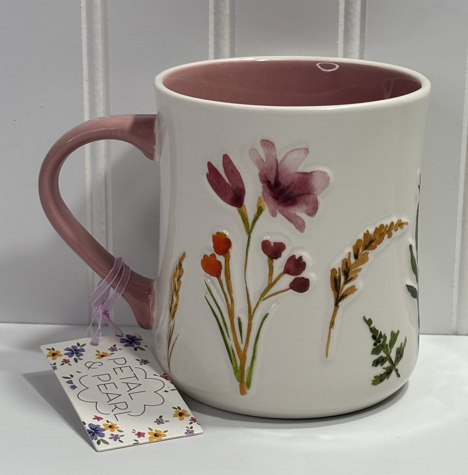 Petal & Pearl Spring Flowers Floral 22 Fl Oz Ceramic Coffee Tea Mug Gift