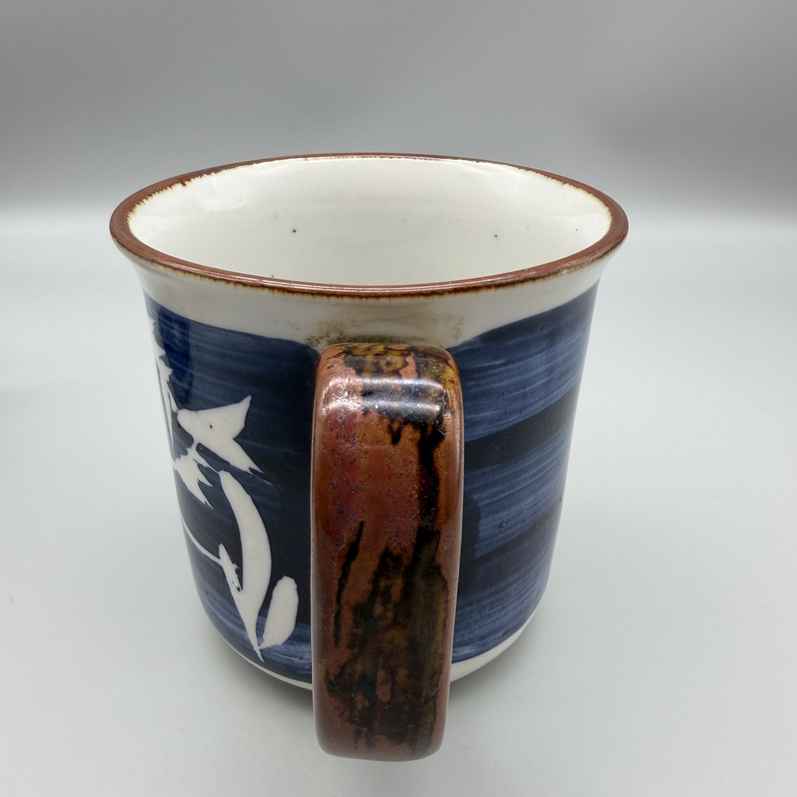Potters Selection Ranmaru Mugs 3 Japan Blue White Fish Bird Pattern Coffee