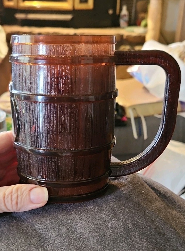 VTG, BERK Barrel Beer Mug Transparent Brown Plastic BPA Free Durable USA MADE