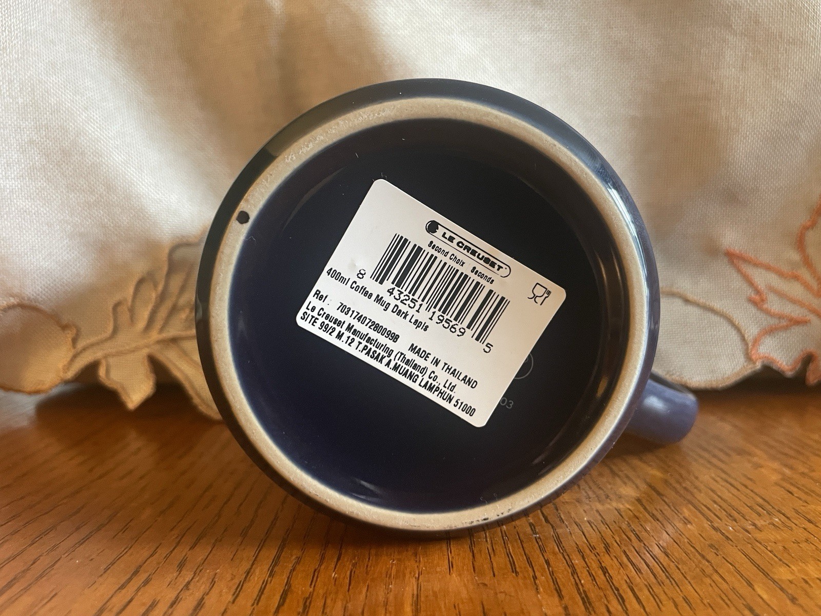 New Le Creuset 400ml Vancouver coffee mug in Dark Lapis / navy blue