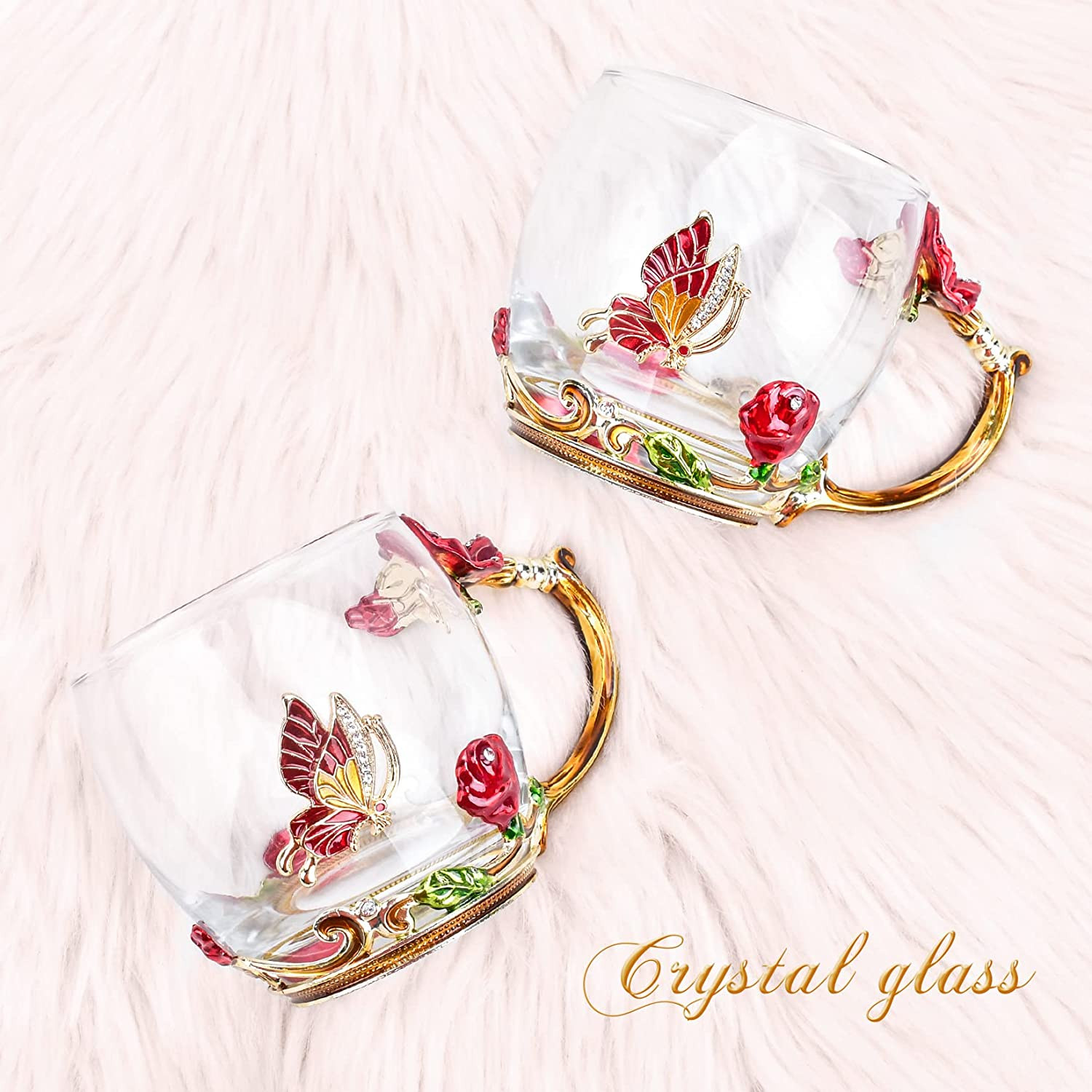 Enamel Glass Coffee Mug Gift for Mom Wife Girlfriend Valentine Birthday
