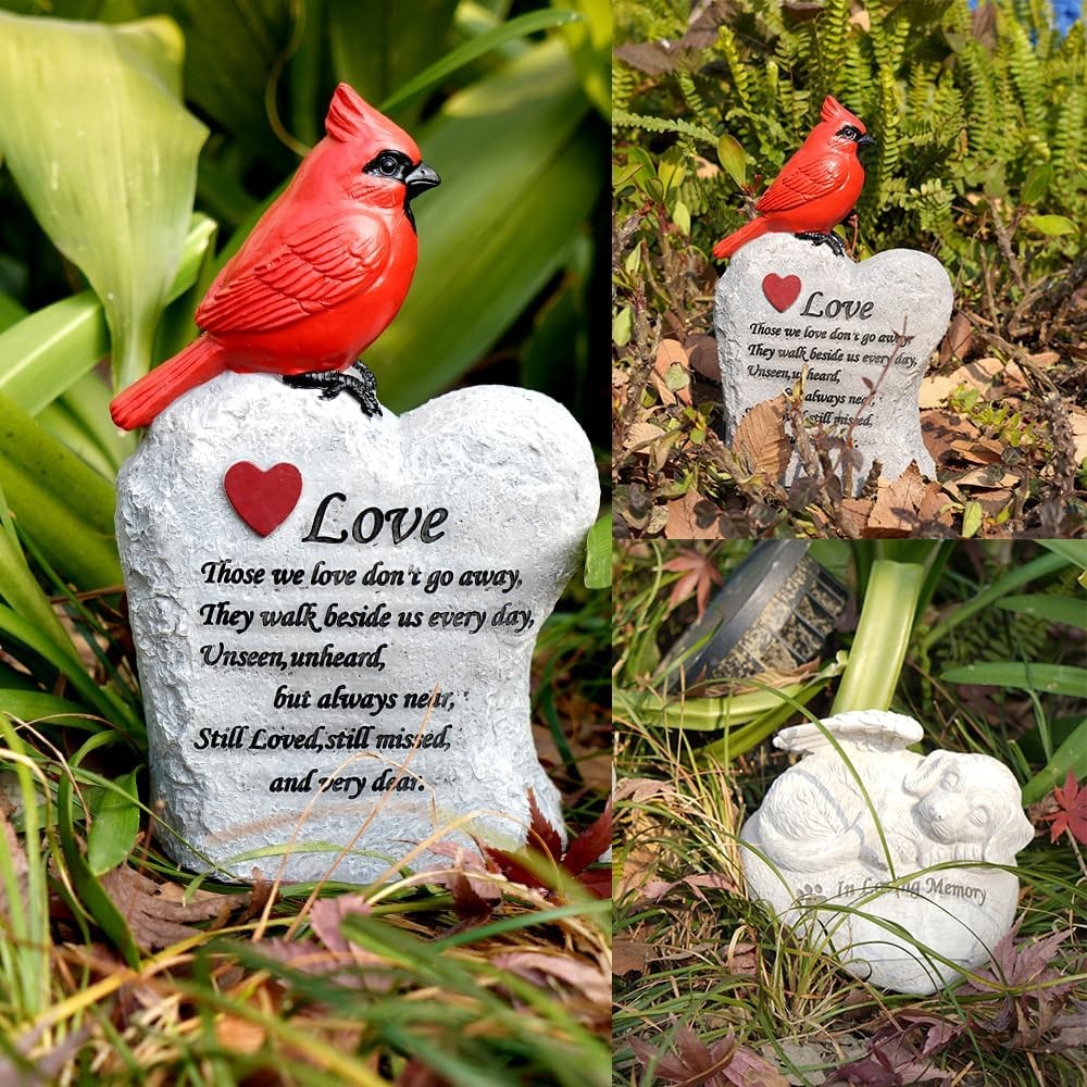Cardinal Decor Garden Decor,Red Cardinal Memorial Stones for Loved Ones, Card…
