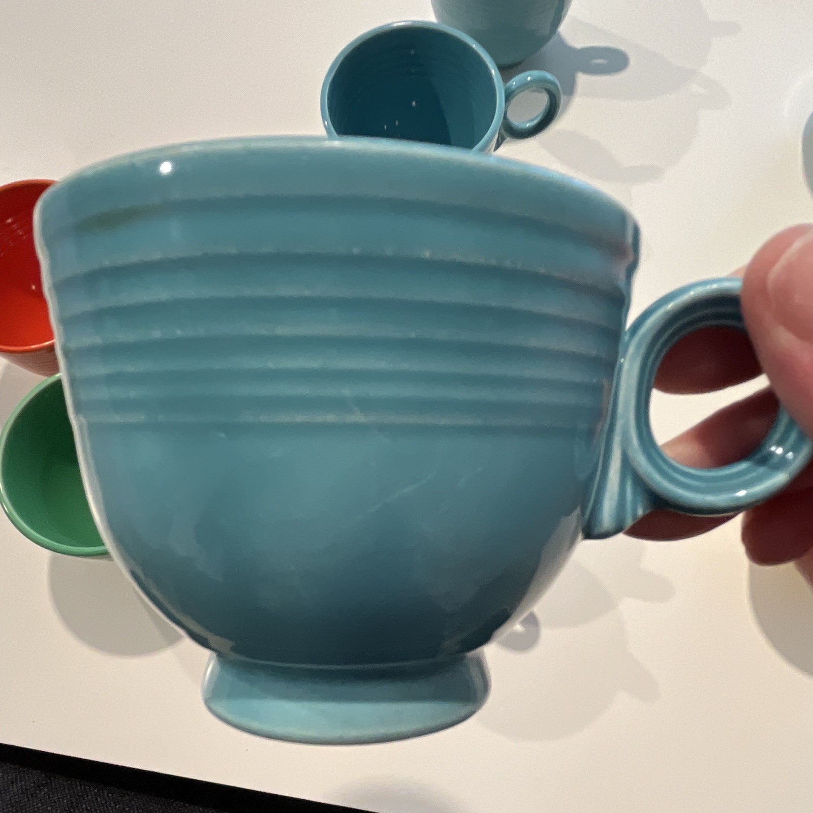 10-Piece Multicolor Fiesta Ceramic Coffee Cup Set 8 fl oz Mid-Century Modern