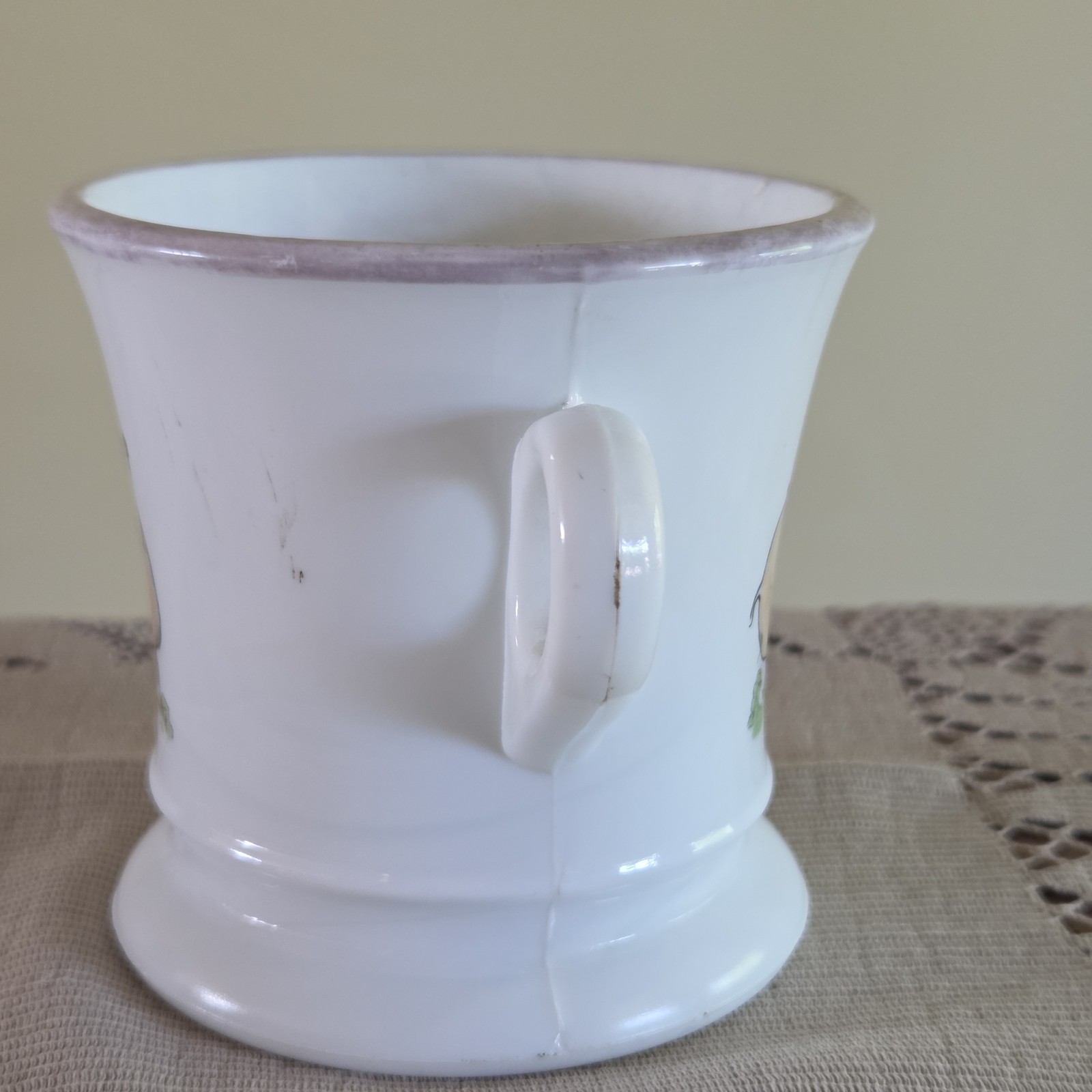 Antique 1920s Kewpie Rose O’Neill Wilson Thick White Milk Glass Coffee Mug