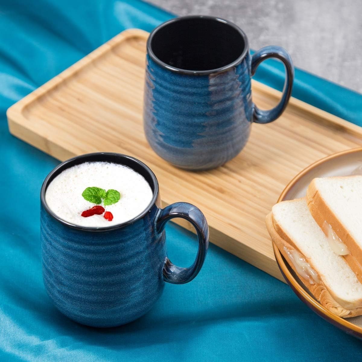 Coffee Mugs Set of 4, 15 Ounce Porcelain Mug Set with Handle for Morning Coff…