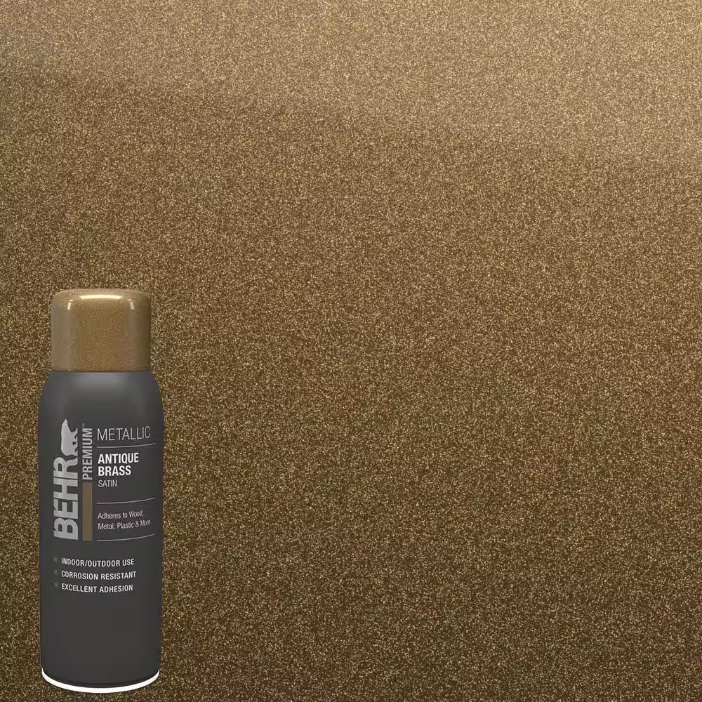 BEHR PREMIUM Antique Brass Metallic Satin Interior/Exterior Spray Paint – 11 oz.