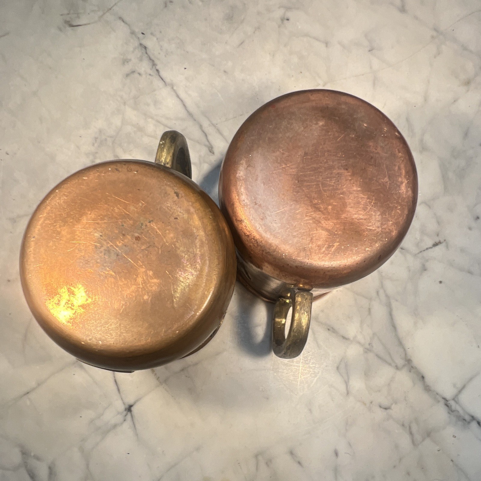 Vintage Copper & Brass Mugs Set of 2, 16 fl oz, Dad & Whiz